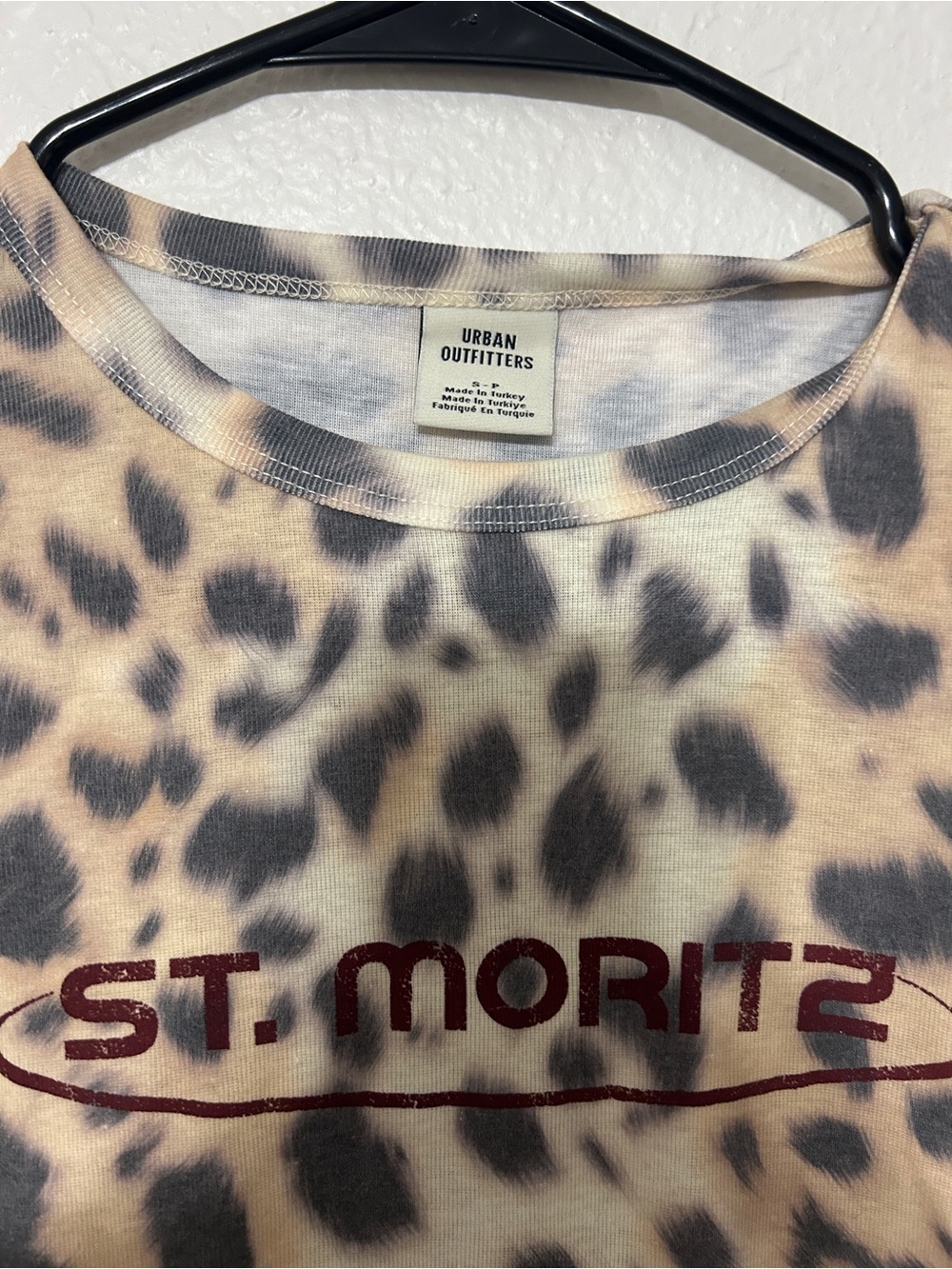 Beige Leopard Short Sleeve Tee with Black Spots - Picture 4 of 4